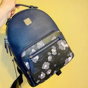 MCM | Bags | New Mcm Navy Blue Leather Camo Stark Floral  display picture 1